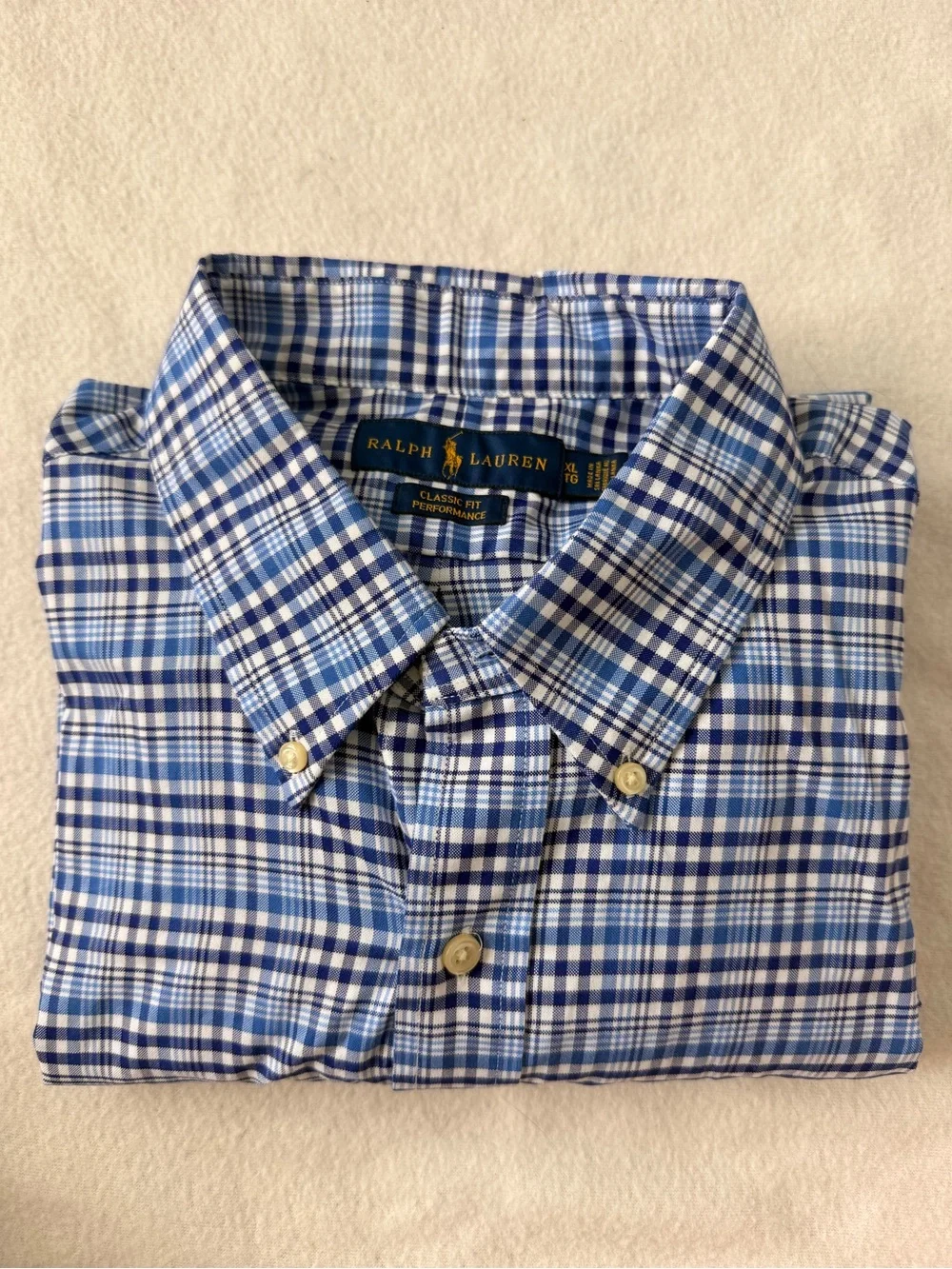 Ralph Lauren Blue Plaid Button-Down Dress Shirt